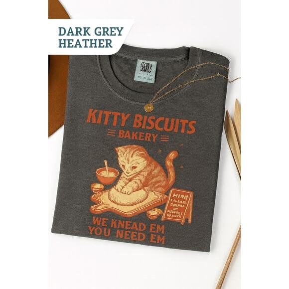Comfort Colors® Cat Biscuit Shirt,Cute Kitty Biscuits Bakery Retro Tee, Funny - Picture 7 of 9